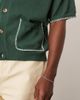 ASOS DESIGN ASOS DESIGN relaxed boxy fit knit button down polo shirt with blanket stitch in dark green - 4