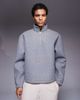 ASOS DESIGN ASOS DESIGN relaxed boxy funnel neck quarter zip felt sweatshirt in gray - 1