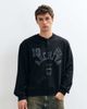 ASOS DESIGN ASOS DESIGN relaxed boxy henley neck bomber jacket with acid wash finish and pigment print in black - 3