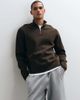 ASOS DESIGN ASOS DESIGN relaxed compact knit half zip sweater in brown - 4
