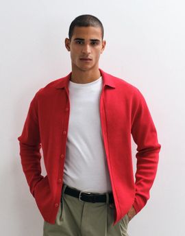ASOS DESIGN ASOS DESIGN relaxed compact knit overshirt in red-Blue
