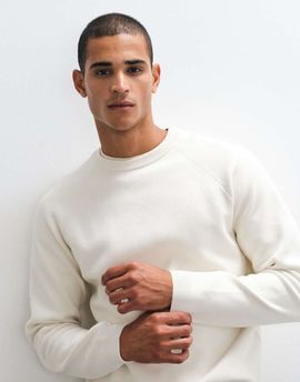 ASOS DESIGN ASOS DESIGN relaxed compact knit sweater in ecru-White
