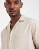 ASOS DESIGN ASOS DESIGN relaxed dress shirt in stone seersucker - part of a set-Neutral - 3