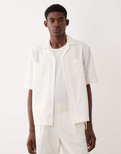 ASOS DESIGN ASOS DESIGN relaxed dress shirt in white seersucker - part of a set
