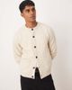 ASOS DESIGN ASOS DESIGN relaxed fit cable knit cardigan with crew neck in stone-Neutral - 1