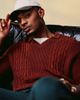 ASOS DESIGN ASOS DESIGN relaxed fit cable knit notch neck polo in burgundy-Green - 2