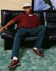 ASOS DESIGN ASOS DESIGN relaxed fit cable knit notch neck polo in burgundy-Green - 4