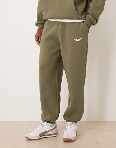 ASOS DESIGN ASOS DESIGN relaxed fit sweatpants with print in dusty olive - part of a set-Green