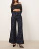 ASOS DESIGN ASOS DESIGN relaxed flare jeans with paisley flock in mid blue - 1