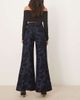 ASOS DESIGN ASOS DESIGN relaxed flare jeans with paisley flock in mid blue - 3