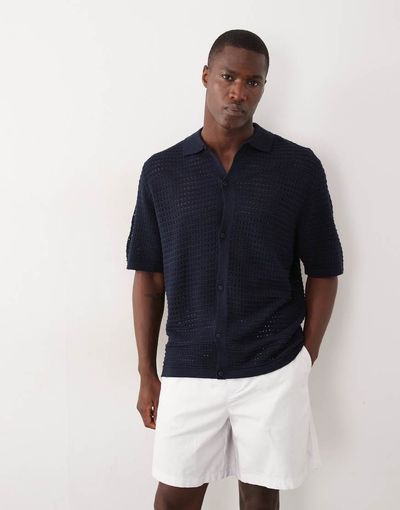 ASOS DESIGN ASOS DESIGN relaxed knit button through in navy