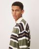 ASOS DESIGN ASOS DESIGN relaxed knit polo shirt in khaki-green and navy stripes-Multi - 4