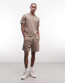 ASOS DESIGN ASOS DESIGN relaxed knit shorts in stone - part of a set-Gray