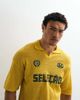 ASOS DESIGN ASOS DESIGN relaxed knit soccer‑style notch neck polo shirt with embroidery in yellow - 3