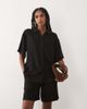 ASOS DESIGN ASOS DESIGN relaxed linen look shirt in black - 1