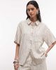 ASOS DESIGN ASOS DESIGN relaxed linen look shirt in natural stripes - part of a set-Neutral - 1