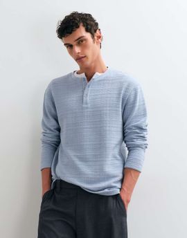 ASOS DESIGN ASOS DESIGN relaxed long sleeve henley t-shirt in blue texture