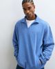 ASOS DESIGN ASOS DESIGN relaxed polo notch sweatshirt with cinch hem and acid wash in blue - 3