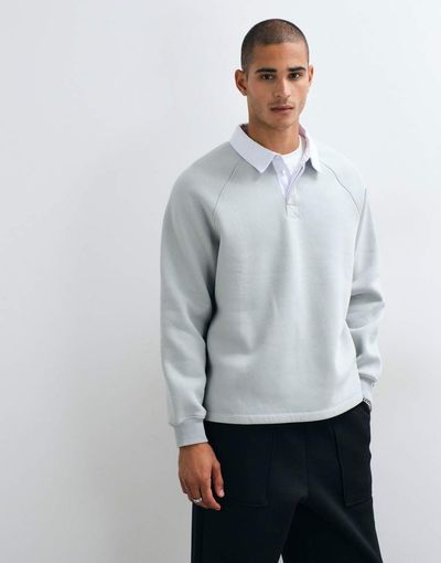 ASOS DESIGN ASOS DESIGN relaxed raglan rugby in pastel color-Green
