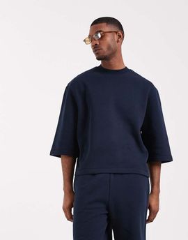 ASOS DESIGN ASOS DESIGN relaxed short set sleeve sweatshirt in navy