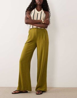 ASOS DESIGN ASOS DESIGN relaxed straight leg pants with linen in green