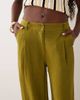 ASOS DESIGN ASOS DESIGN relaxed straight leg pants with linen in green - 3