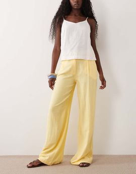 ASOS DESIGN ASOS DESIGN relaxed straight leg pants with linen in yellow