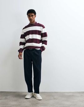 ASOS DESIGN ASOS DESIGN relaxed striped crew neck sweater in prune and white-Multi