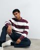 ASOS DESIGN ASOS DESIGN relaxed striped crew neck sweater in prune and white-Multi - 3