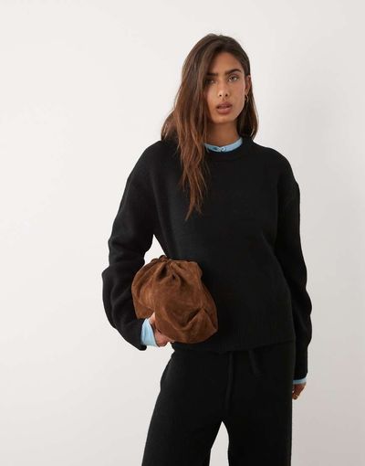 ASOS DESIGN ASOS DESIGN relaxed sweater with side split detail in black
