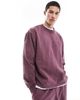 ASOS DESIGN ASOS DESIGN relaxed sweatshirt with seam detail in washed burgundy - part of a set-Red - 1