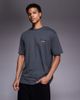 ASOS DESIGN ASOS DESIGN relaxed t-shirt with text and emblem spine graphics in dark gray - 3