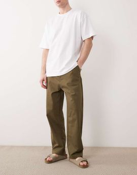 ASOS DESIGN ASOS DESIGN relaxed tapered elasticized pants in khaki-Green