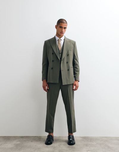 ASOS DESIGN ASOS DESIGN relaxed tapered fit suit pants in olive green