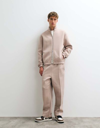ASOS DESIGN ASOS DESIGN relaxed tapered scuba-style fabric sweatpants in neutral