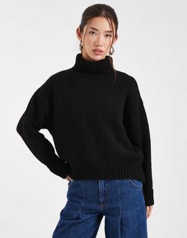 ASOS DESIGN ASOS DESIGN relaxed turtle neck sweater with rolled cuffs in black