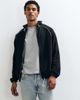 ASOS DESIGN ASOS DESIGN relaxed zip through funnel neck hoodie with piping and cinch in black - 1