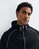 ASOS DESIGN ASOS DESIGN relaxed zip through funnel neck hoodie with piping and cinch in black - 2