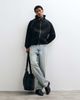 ASOS DESIGN ASOS DESIGN relaxed zip through funnel neck hoodie with piping and cinch in black - 3
