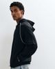 ASOS DESIGN ASOS DESIGN relaxed zip through funnel neck hoodie with piping and cinch in black - 4