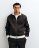 ASOS DESIGN ASOS DESIGN relaxed zip through track jacket in scuba-style fabric with pique panels in brown - 1