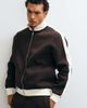ASOS DESIGN ASOS DESIGN relaxed zip through track jacket in scuba-style fabric with pique panels in brown - 4