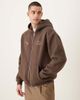 ASOS DESIGN ASOS DESIGN relaxed zip up printed hoodie with contrast stitching in brown - 1