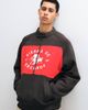 ASOS DESIGN ASOS DESIGN relaxed zip up sweatshirt with extended collar, cut & sew and print detail in brown - 1