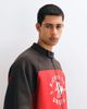 ASOS DESIGN ASOS DESIGN relaxed zip up sweatshirt with extended collar, cut & sew and print detail in brown - 4