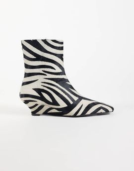 ASOS DESIGN ASOS DESIGN Renata hair on real leather wedge smart ankle boots in zebra print-Multi