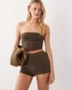 ASOS DESIGN ASOS DESIGN Renee beach terrycloth short with starfish embriodery in chocolate - part of a set-Brown - 1