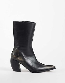 ASOS DESIGN ASOS DESIGN Renzo real leather extreme western boots in distressed black