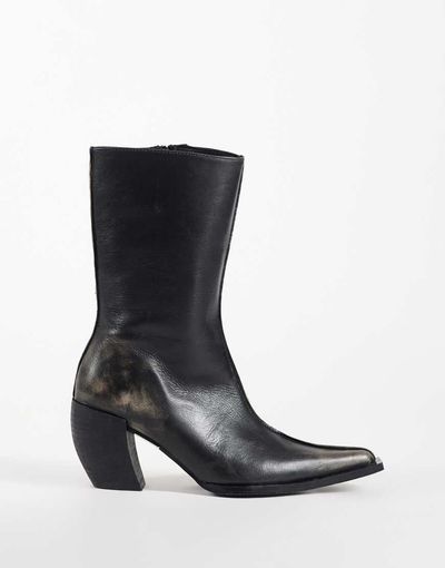 ASOS DESIGN ASOS DESIGN Renzo real leather extreme western boots in distressed black