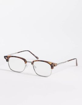 ASOS DESIGN ASOS DESIGN retro glasses in tortoise with clear lenses-Brown
